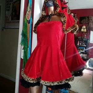 Sexy little red riding hood dress. Hood/boot cover